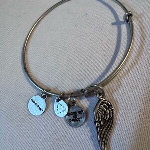 Alex and Ani Silver Wing Charm Bangle